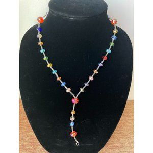 Cute Handmade Multicolored Rainbow Facetted Crystal Beaded Lanyard